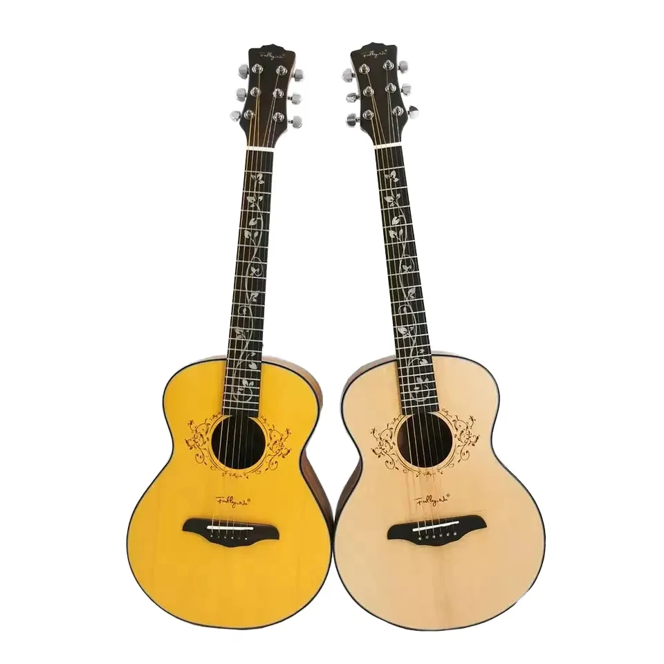 

36 Inch Spruce Veneer Folk Acoustic Guitar Wholesale Glossy Solid Wood Folk Guitars for Traveler