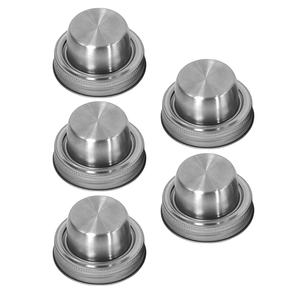 

5 Pcs Shaker Lid Simple Mason Jar Lids Mini Round Stainless Steel 304 Seasoning Cap