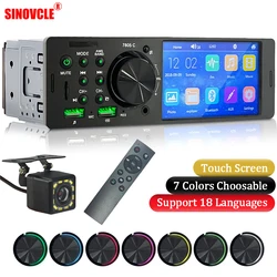 SINOVCLE Autoradio Audio 1 din 4,1” touchscreen Bluetooth Stereo Mp3/Mp5-speler FM-ontvanger met kleurrijke verlichting Afstandsbediening