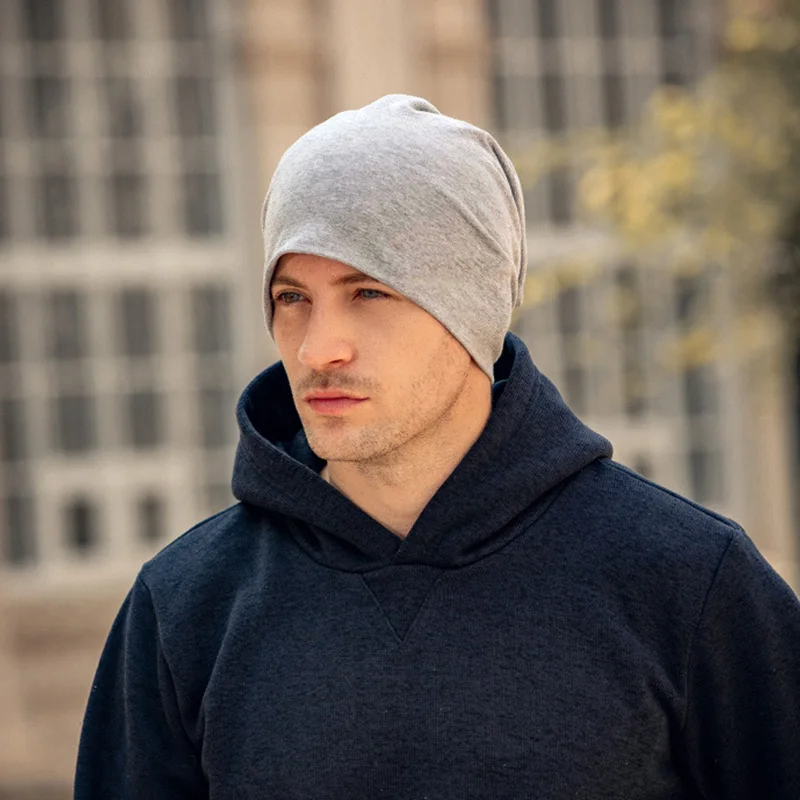 New Solid Color Baggy Slouchy Beanies Hat For Man Male Autumn Spring Hip Hop Soft Ear Warmer Skullcaps Outdoor Windproof Bonnet