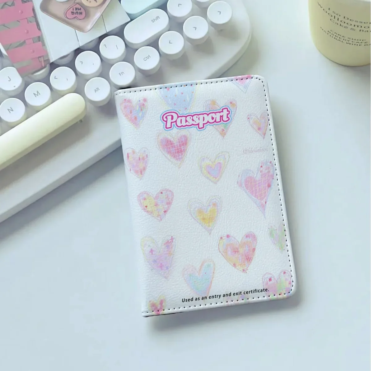 1 Piece Sweet Girl Passport Covers Retro Y2K Style Heart Floral ID Bank Card Holder for Girl Lovely Aesthetic Passport Holder