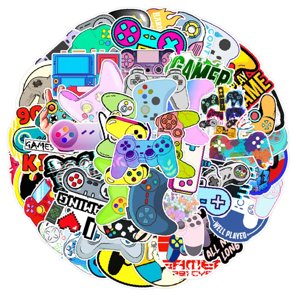 Gamepad Stickers for Scrapbooking Material, Play Game Stickers, Stationery for iPad, Suitcase, DIY Craft Supplies, 50Pcs