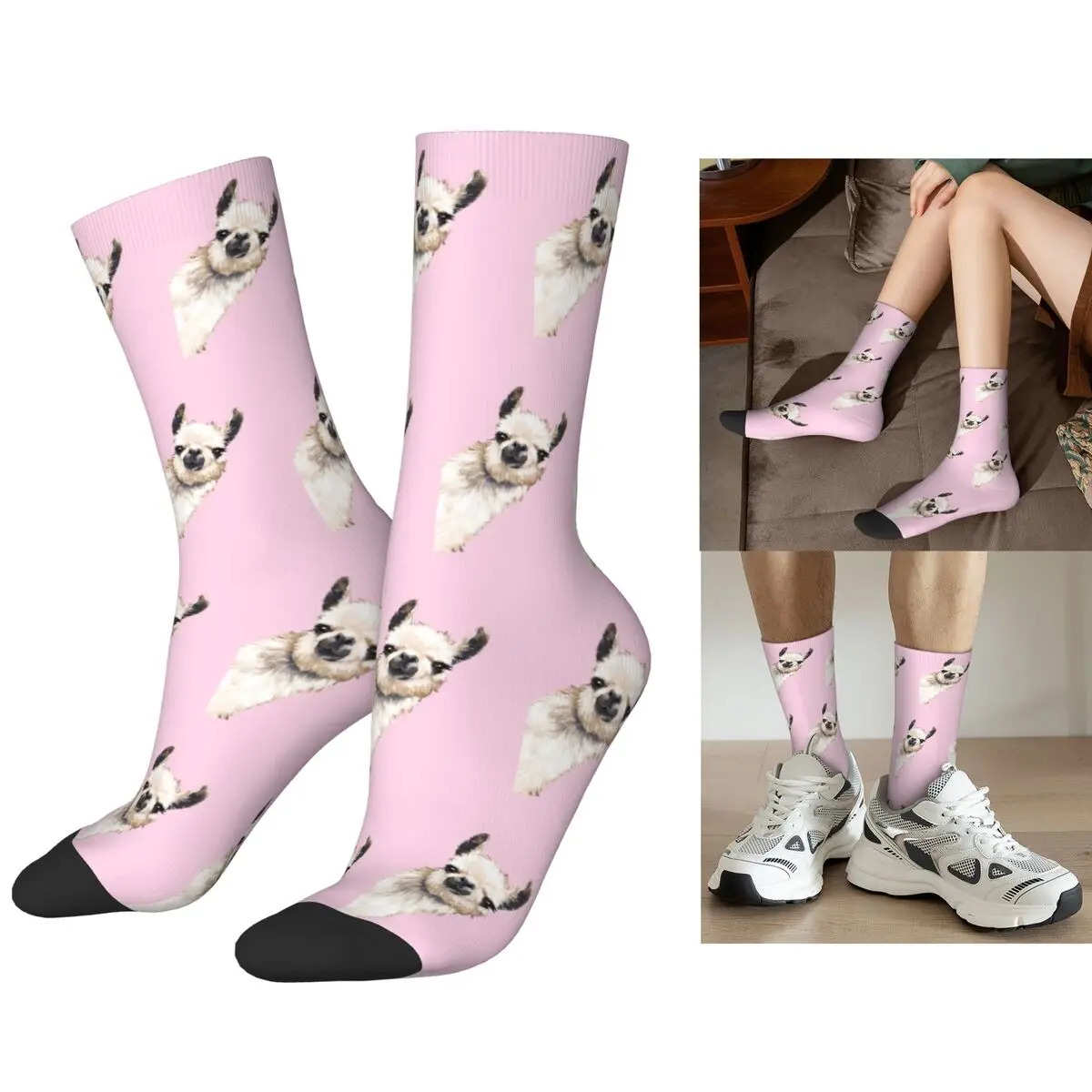 

Llama Alpaca Animal Socks Harajuku Super Soft Stockings All Season Long Socks Accessories for Unisex Christmas Gifts
