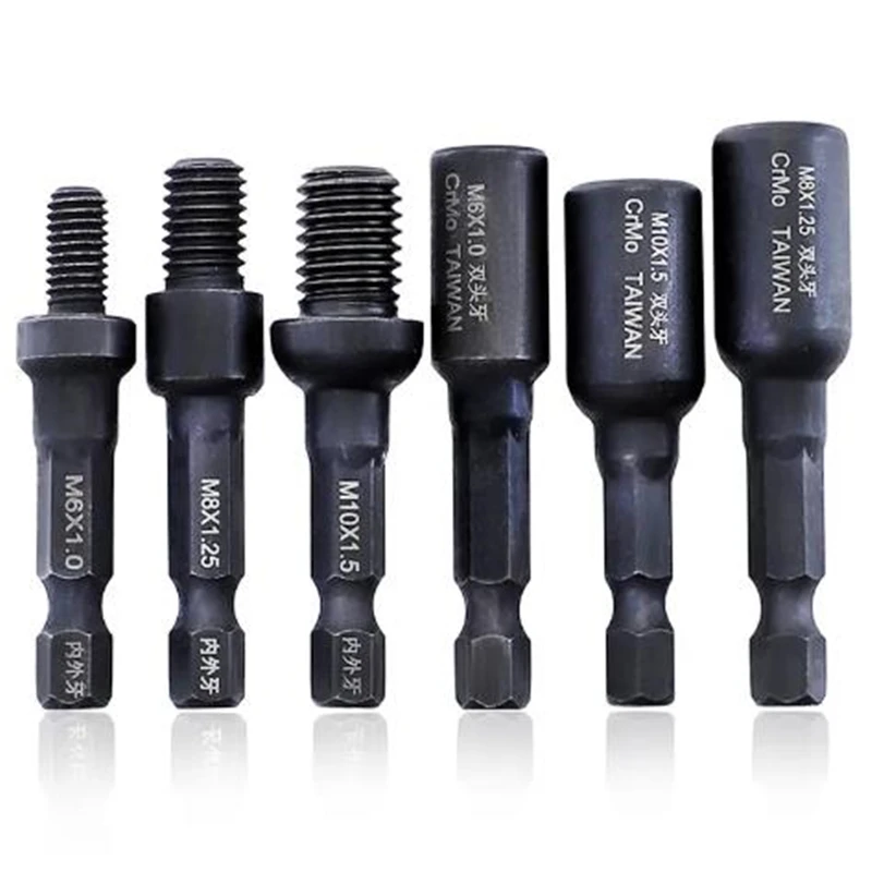 3/6PCS Self-Tapping Socket Adapter for 6/8/10mm/1/4
