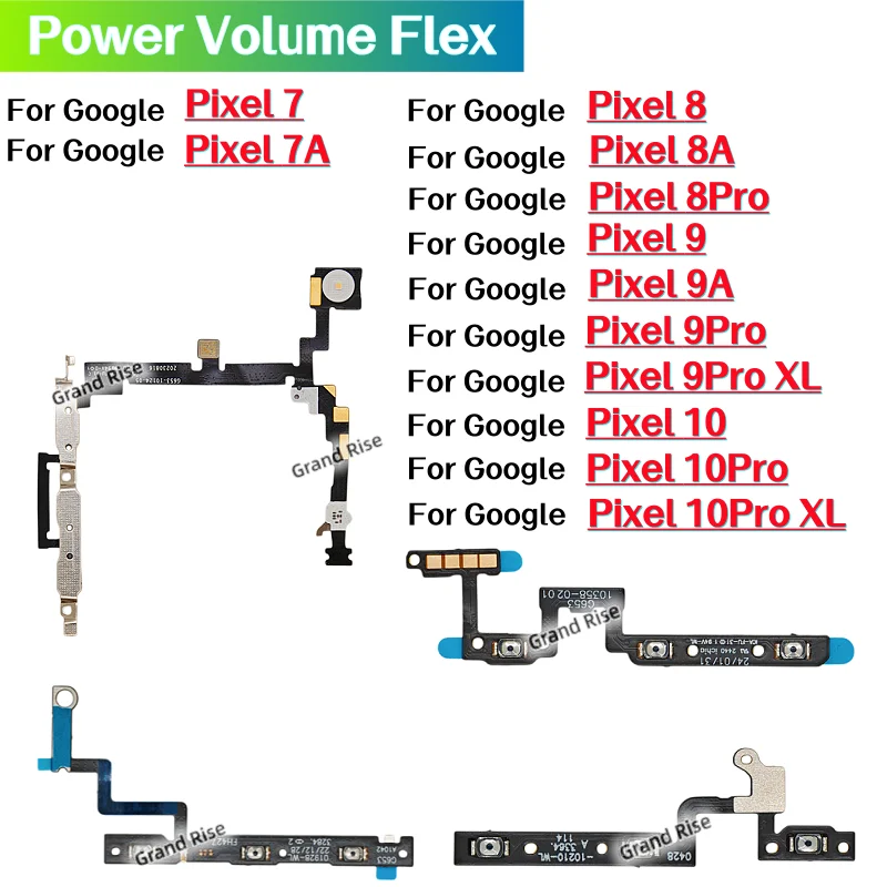 For Google Pixel 7 7A 8 8A 8Pro 9 9A 9Pro XL 10 Pro XL Power Button Switch & Volume Up / Down On / Off Button Flex Cable