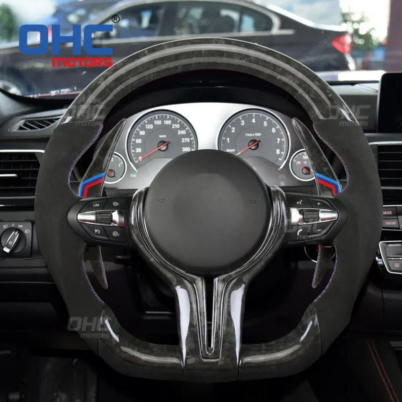 For BMW Cross-border direct supply  1-7 Series, X1-6, M3-6 Forged carbon fiber flat-bottom steering wheel modification