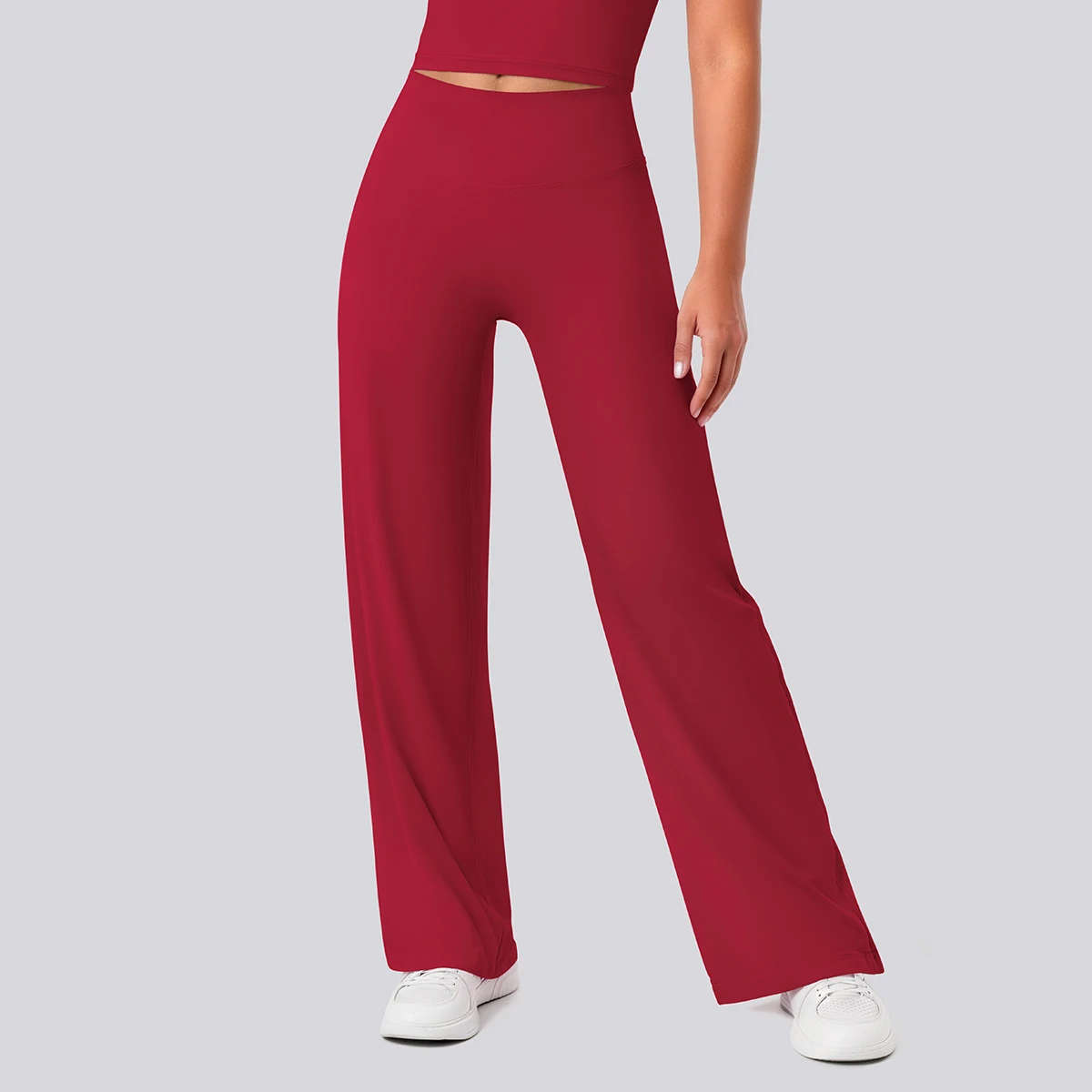 Rooftrellen Damen-Sporthose, Schlaghose, Hochgeschnittene, Lose Weite Hose, Einfarbig, Dünne Fitness-Sporthose für Frauen – Detail 40
