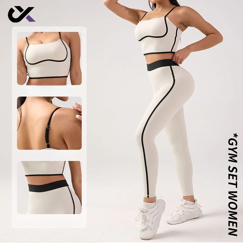 

Yoga Suit for Women Female High Waist Yoga Pants Sleeve Less Tank Tops Sport Tight Body Suit Women Quick Dry Suspenders Bra 2pcs