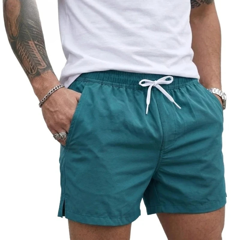 

Summer Mens Fitness Lightweight Casual Pants Sport Baggy Shorts Basic Solid Color Beach Short Pants Jogging Beach Shorts Men