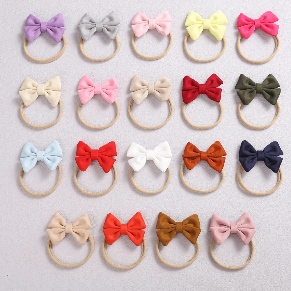 

5 PCS/Lot, Infant Baby Fabric Bow Headband, 2.95" Handmade Hair Bow Elastic Nylon Bands, Baby Shower Gift Girls Hair Accessories