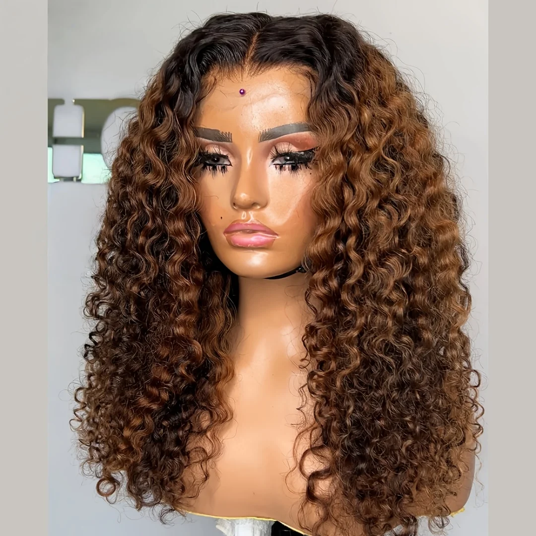 

Предварительно подготовленные 26-дюймовые мягкие парики с кружевной передней частью, омбре, блонд, кудрявые, синтетические, для африканских женщин, без клея, с детской прядью, на каждый день