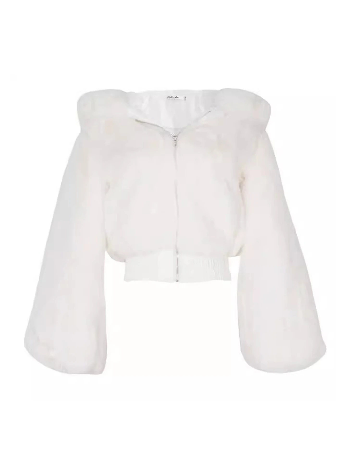 Women's ort Rabbit Fur Jaet Thiened Cotton Coat Hooded Sweatirt Autumn Winter Faion Outerwear Stand Fit Zipper C...