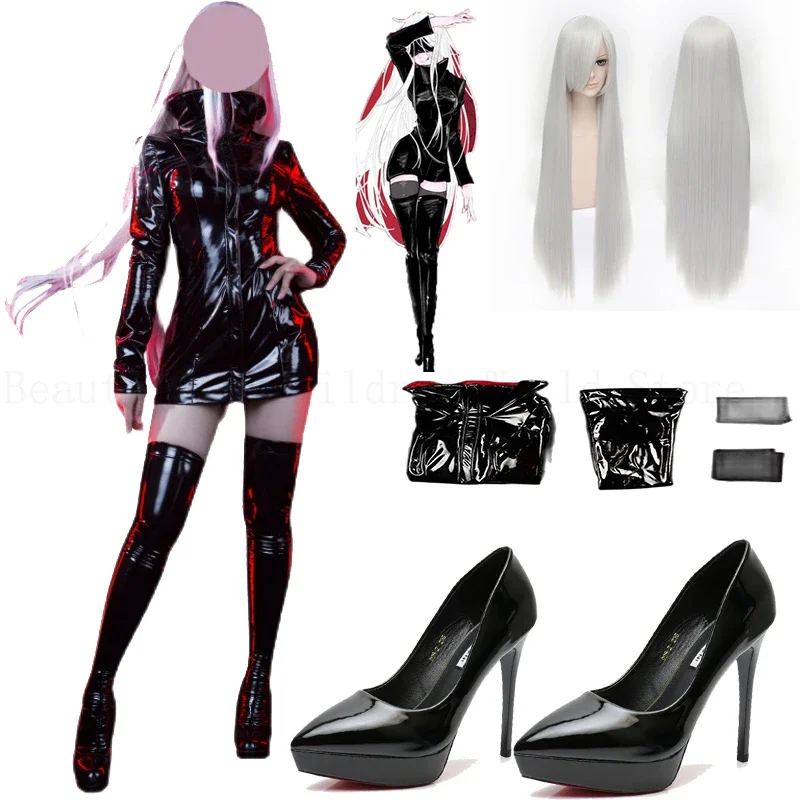 Anime jujutsu Kaiken Gojo Satoru female cosplay costumes Gojo Satoru sexy reversion tights clothing punk uniform leather jacket