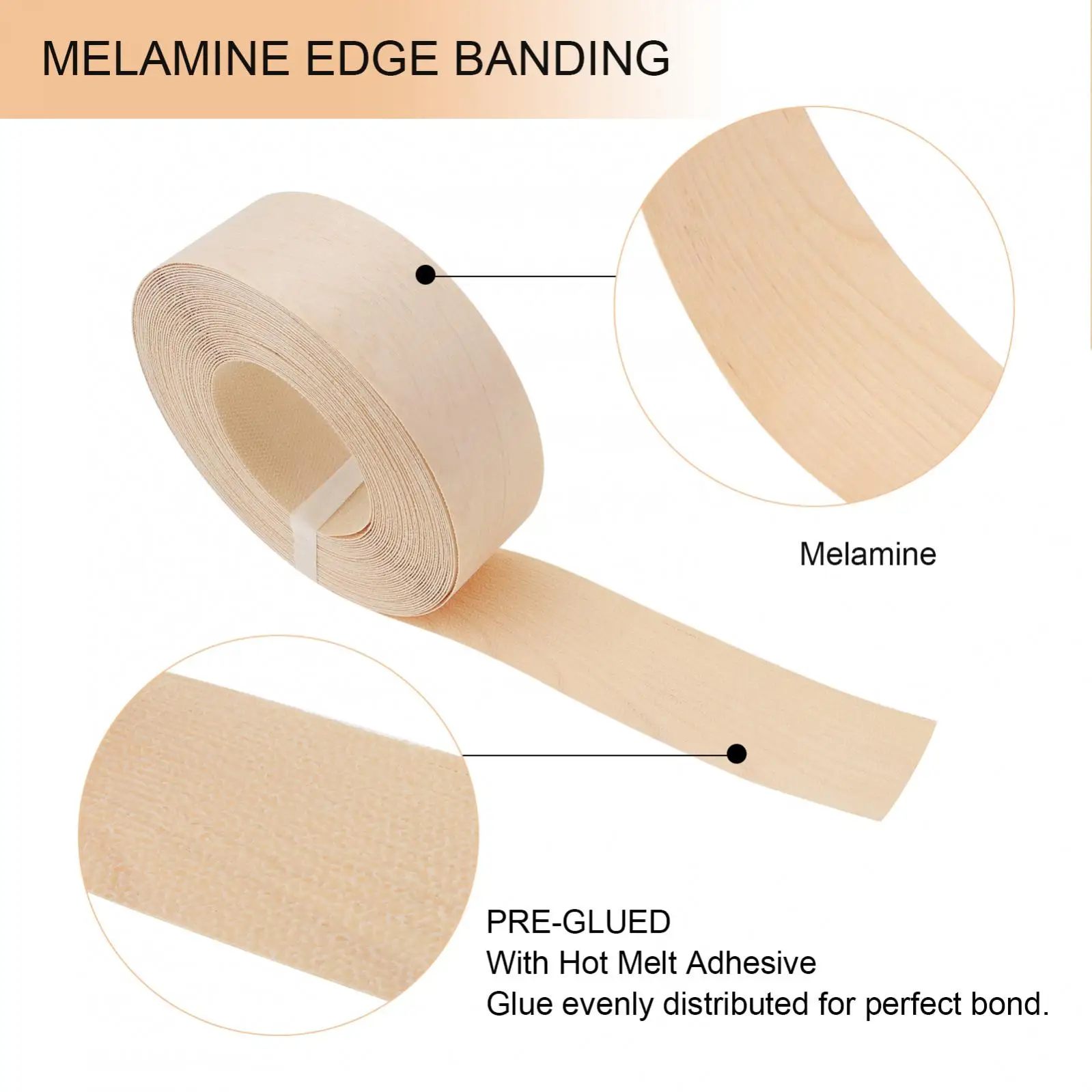 Birch Edge Banding 2-Inch x 50ft of Veneer Edge Banding Pre Glued Flexible Real Wood Tape Banding for Furniture / Cabinet Repair