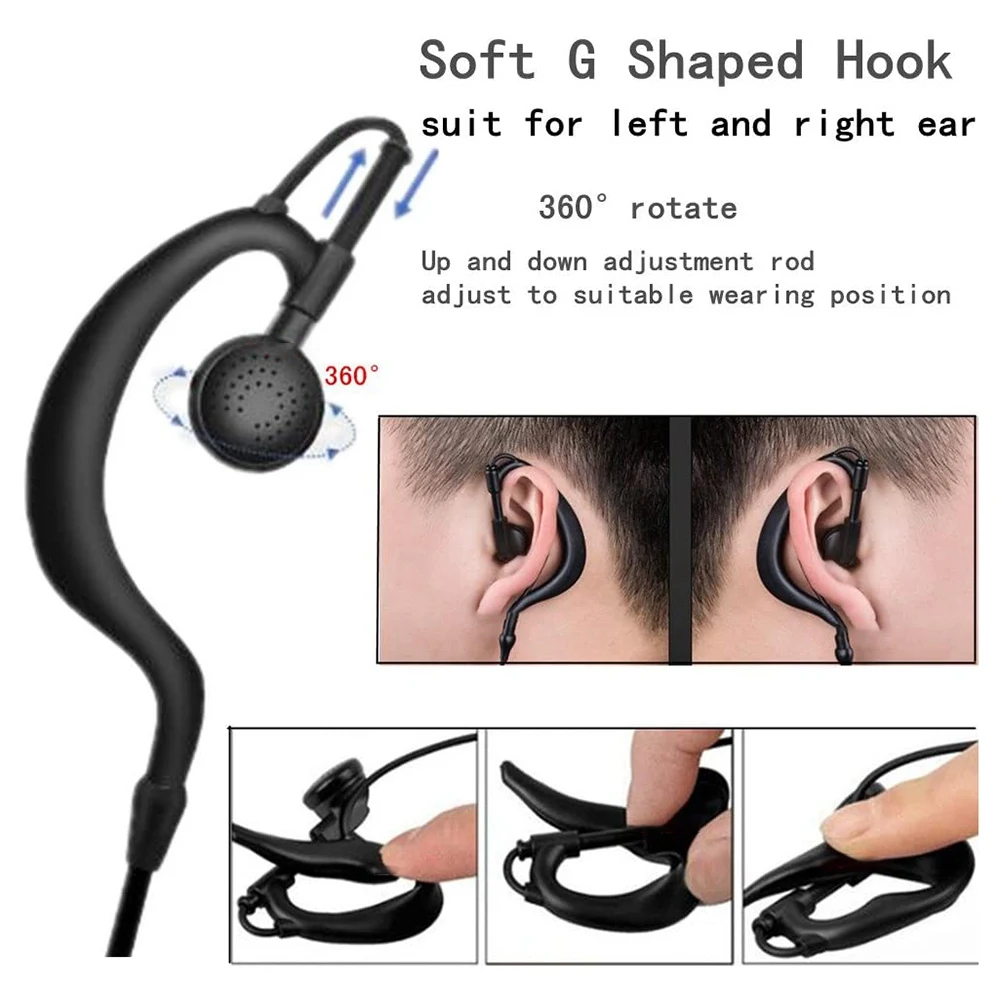 A64I 10 pezzi auricolare a forma di G PTT con microfono per radio bidirezionale CP040 CP200 walkie talkie auricolare