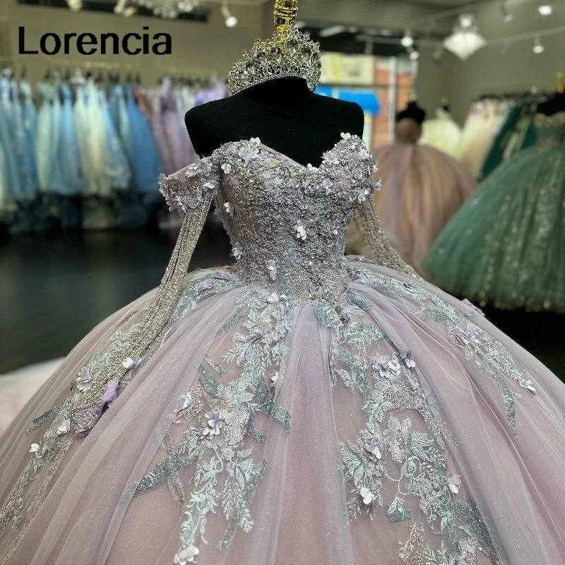 Aangepaste paarse Quinceanera jurk baljurk zilveren kant applique kralen Mexicaanse korset Sweet 16 vestidos de 15 años YQD765