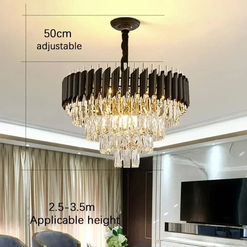 Home Interior Decoration Lustre Luxury Crystal Ceiling Chandelier Modern Villa Restaurant Pendant Light Living Room Loft Hanging