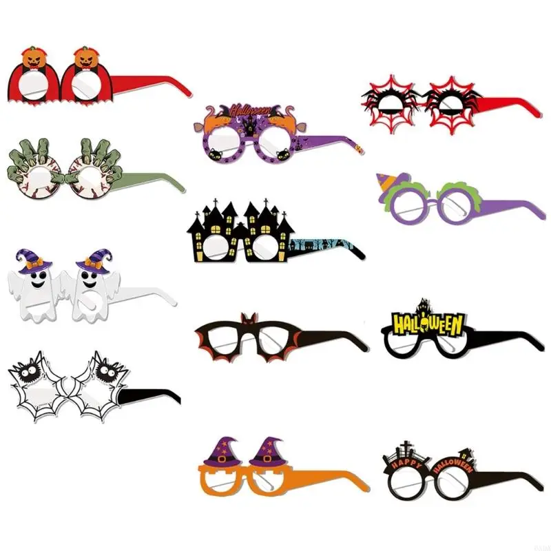 Halloween Party Decorations Funny Paper Eyeglasses Photo Prop Glasses Frame Halloween Birthday Party Cosplay Costume 6XDA