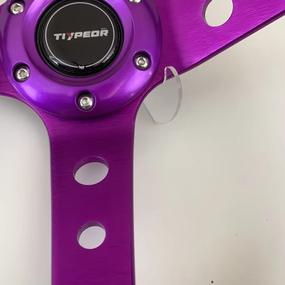 Tiypeor 14inch 350mm purple electroplating bracket steering wheel universal PU material car steering wheel volante