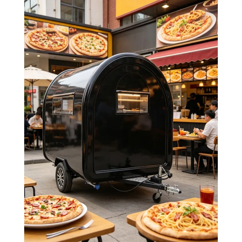 China Supplier Hotdog Food Cart Mobile Pizza Food Truck Hamburger Mobile Taco BBQ Food Cart Trailer With Porch Dining Car Price