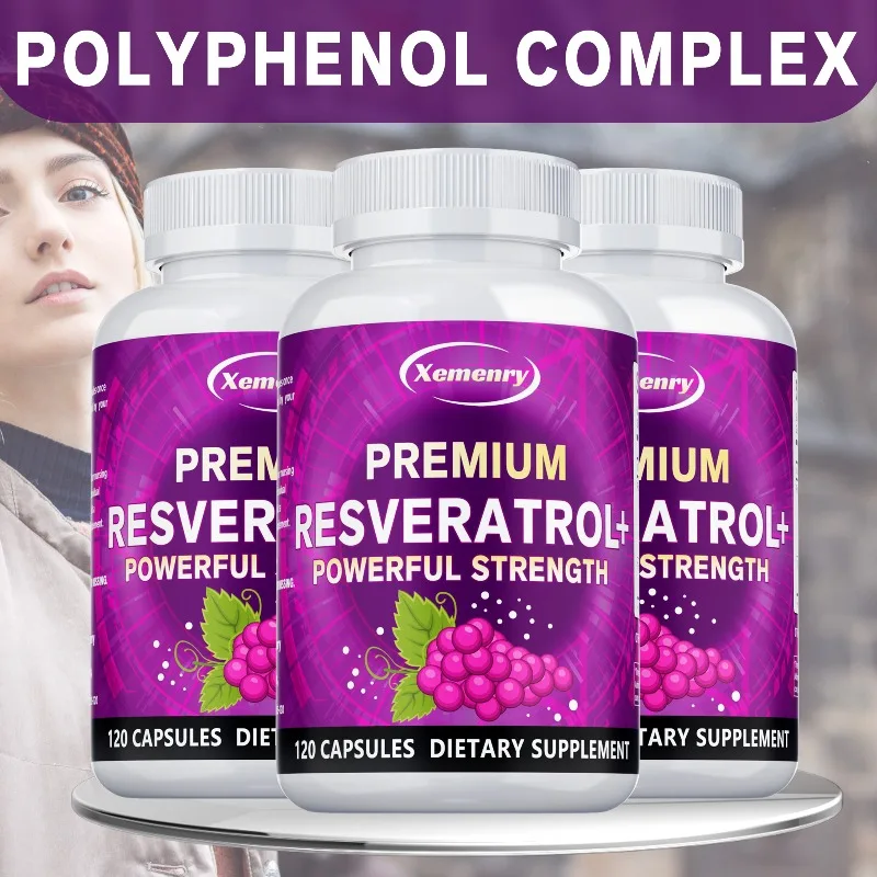 Resveratrol - Anti-aging, Boosts Natural Energy, Promotes Cellular and Skin Health, Improves Brain Function - 120 Capsules