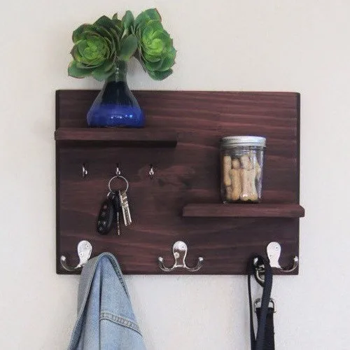 Dekorumbu Wood Dekotatif Wall Shelf Wall Coat Hanger Hook Key Racks Flower Bed Glasses Mail rack 14810061