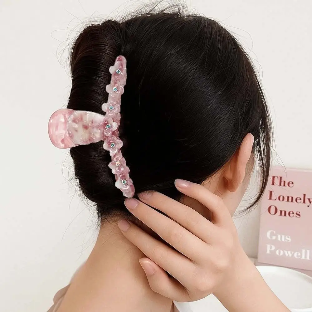 

Elegant Flower Hair Claw Gradient Color Korean Style Straight Line Shaped Shark Clip Headwear Acrylic Acetic Acid Hair Claw