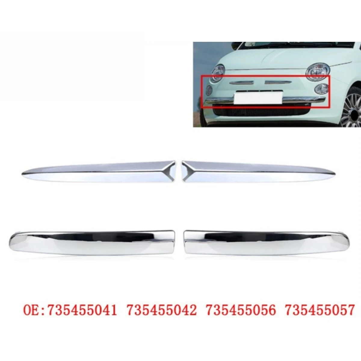 

For Fiat 500 2007-2015 Car Bumper Grill Decorative Strips Racing Grille Body Kit Front Bumper Grill Exterior Part