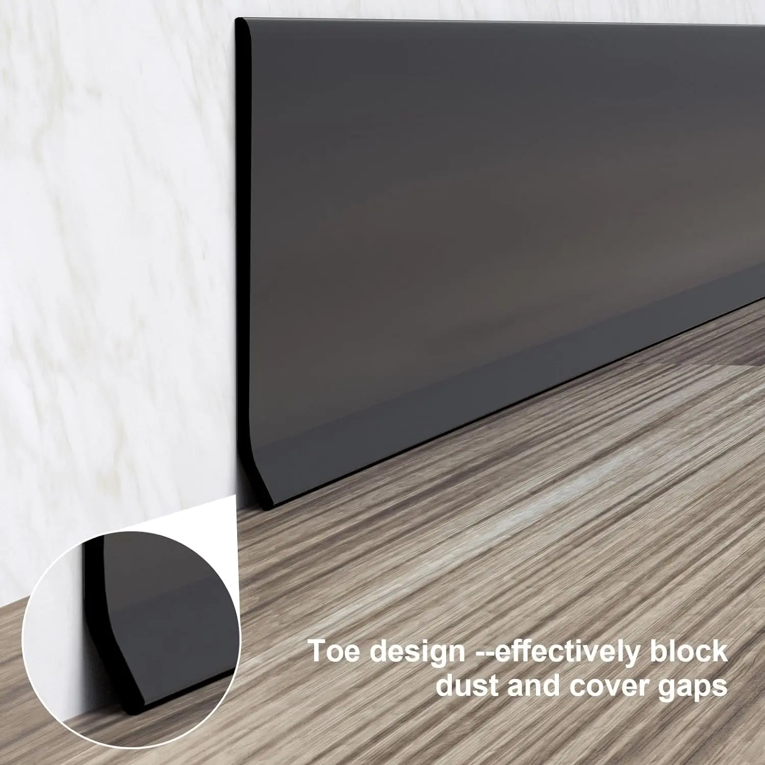 Flexible Wall Baseboard Molding Trim, 4 inch Self-Adhesive Vinyl Floor Base, Peel and Stick Rubber Base Moulding(Black, 40ft)