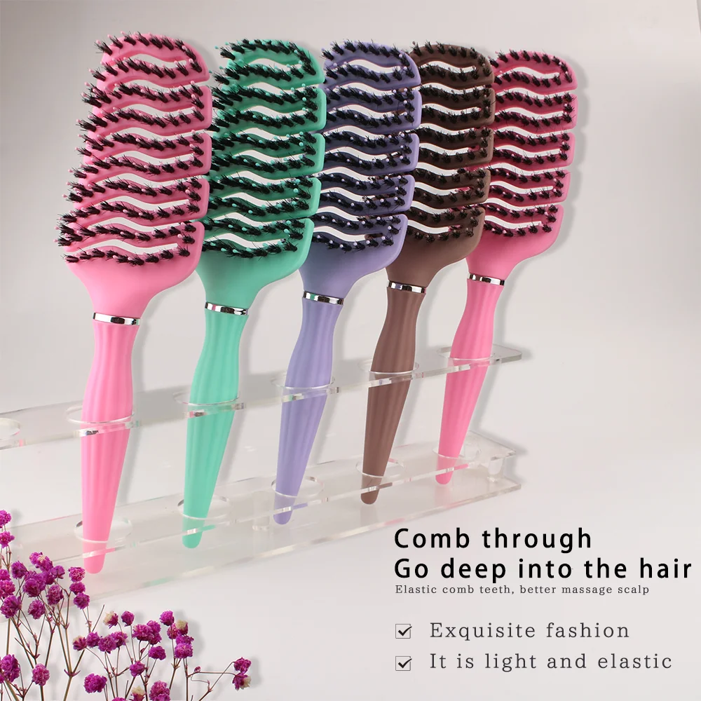 Neue hohl belüftete Paddel Detang ler gebogene Borste Nylon Haar bürste lockig entwirren Haar bürste umwelt freundliche wasserdichte Massage