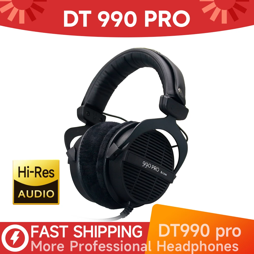 beyerdynamic DT990 PRO Black Limited Edition Open HIFI Headphones for Microphones Enhanced Sound Quality