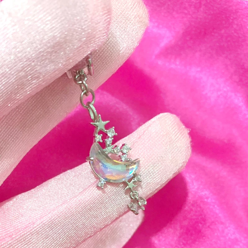 Y2K Accessories Zircon Planet Moon Belly Rings Sexy Fashion Jewelry Cute Butterfly Body Piercing Jewelry Belly Button Rings