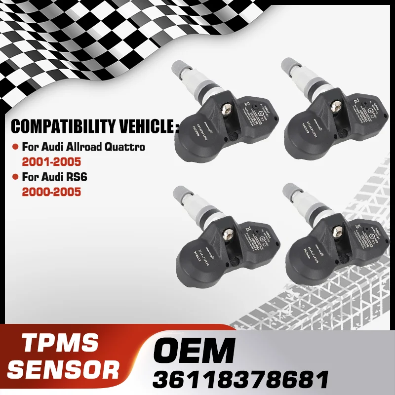 

For Audi Allroad Quattro 2001-2005 Audi RS6 2000-2005 TPMS Tire Pressure Sensor Monitoring System 36118378681 4D0907275D 315 MHz
