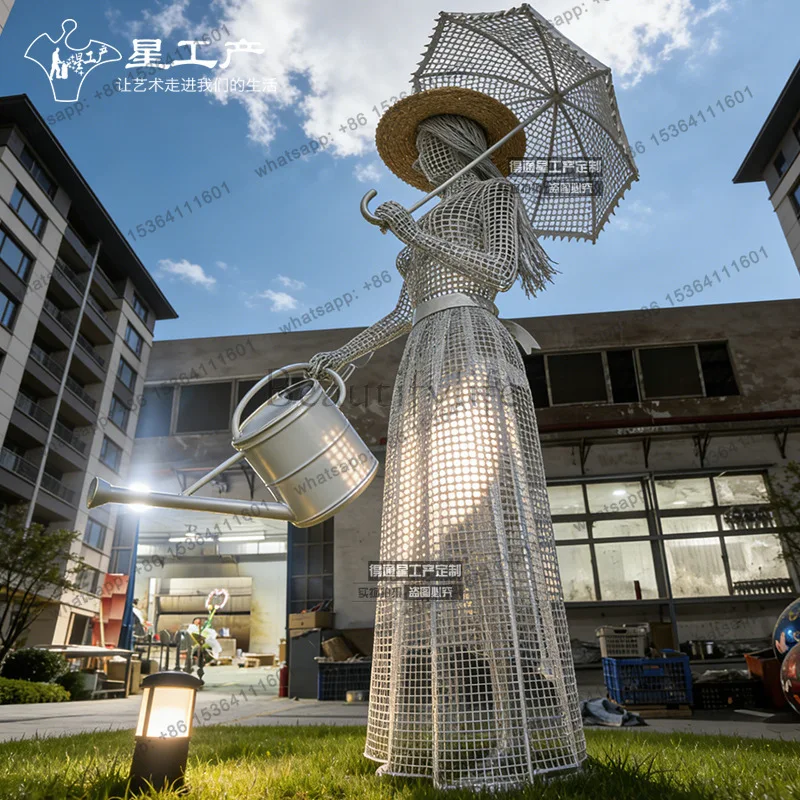 Outdoor Greening Park Stainless Steel Hollow Figure Metal Sculpture Ornament