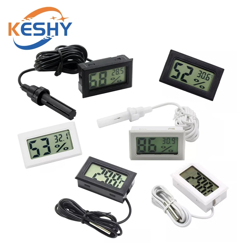 Mini LCD Digital Thermometer Hygrometer Temperature Indoor Convenient Temperature Sensor Humidity Meter Gauge Instruments Cable