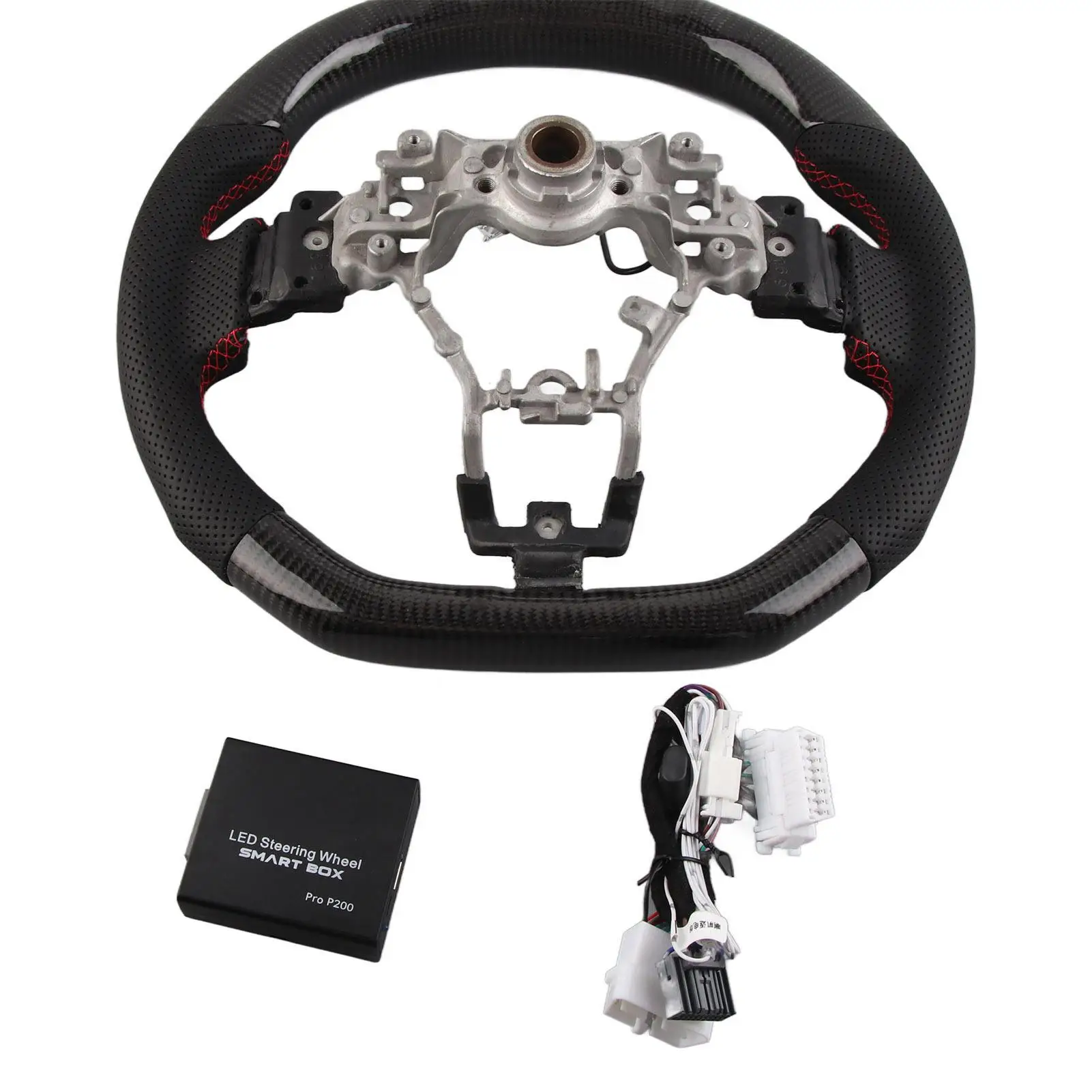 

Racing Steering Wheel Carbon Fiber LED Display Lights Steering Wheel Replacement For wrx STI 2015 to 2021