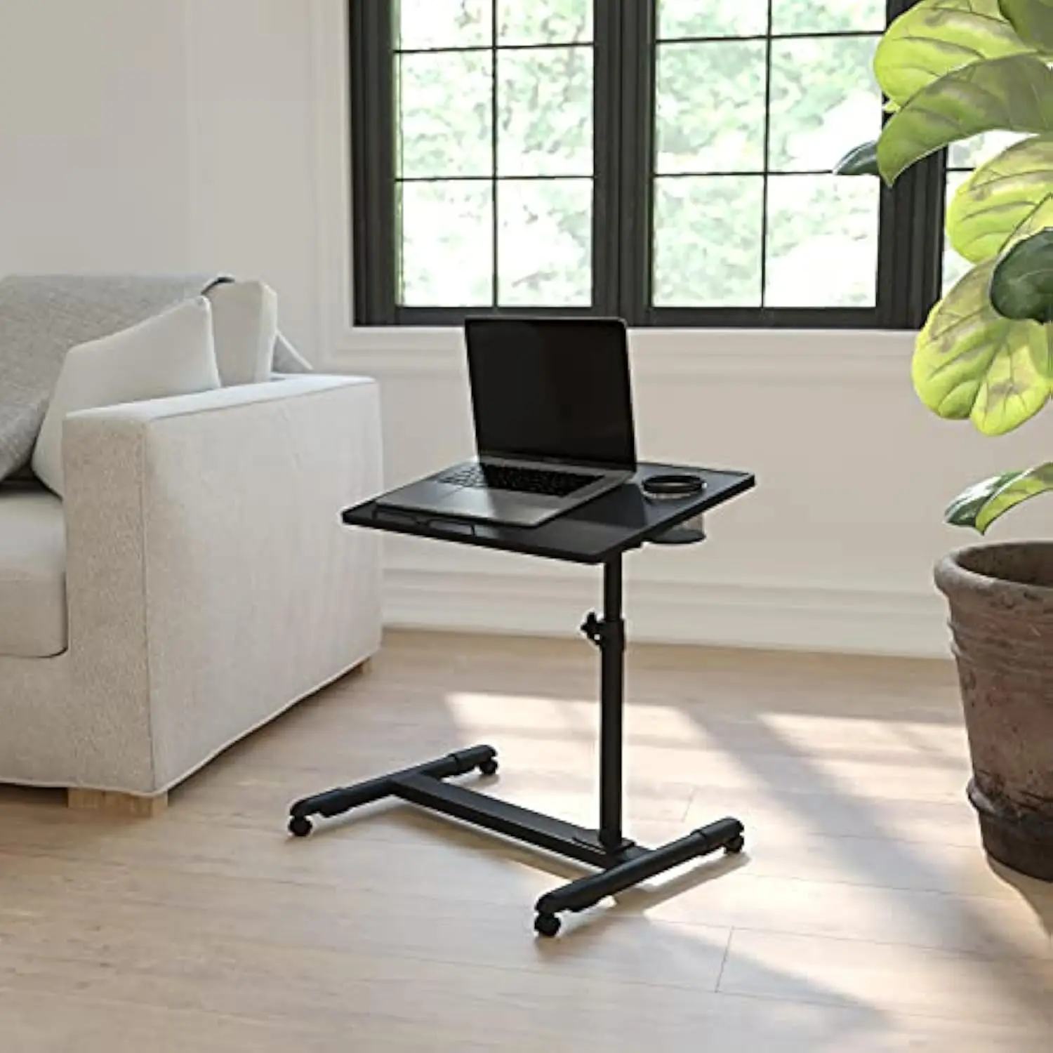 

Black Adjustable Height Steel Mobile Computer Desk