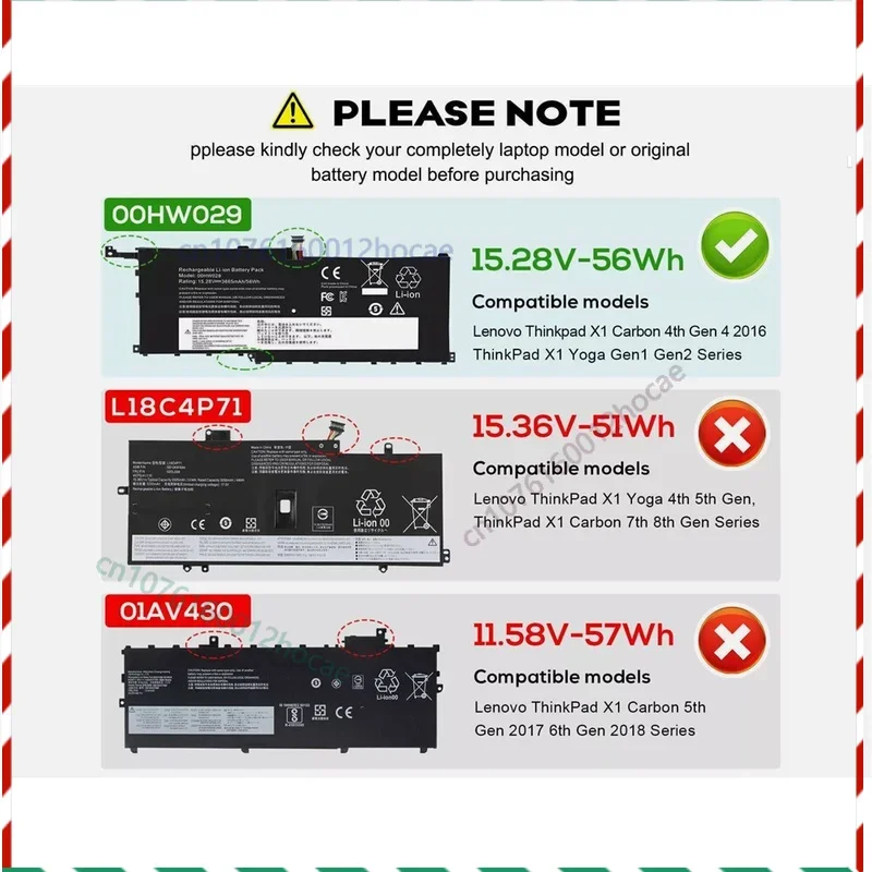 بطارية ل 01AV409 00HW029 01AV410 01AV458 SB10K97567 56Wh 15.28V شحن سريع