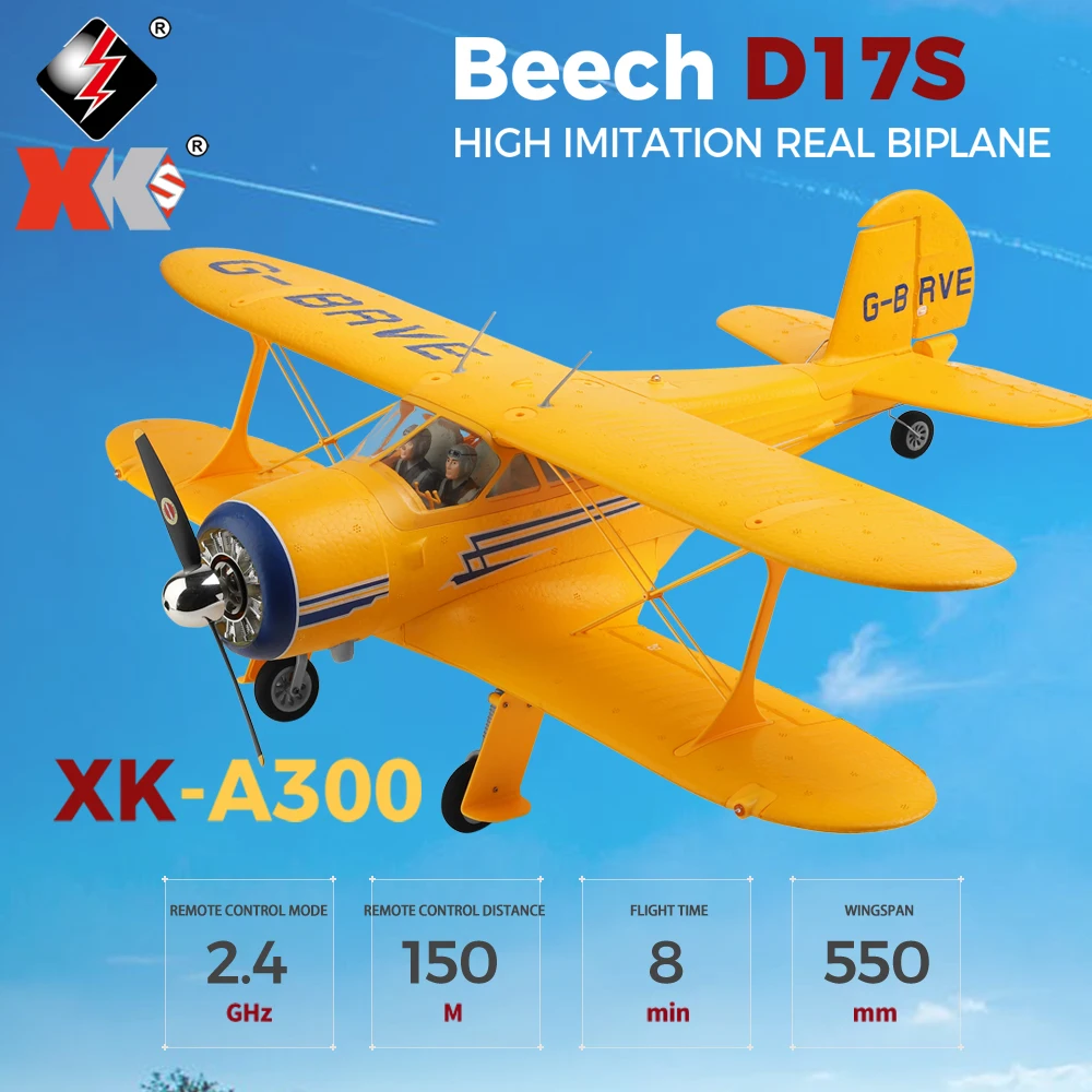 

Wltoys XKS A300 RC Plane Beech D17S Model 3D/6G LED 2.4GHz GPS Biplane Airplane Large Fighter toys Gift Brushless