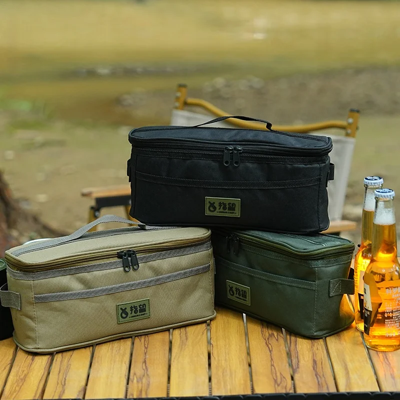 

Outdoor Camping Tableware Storage Bag Cookware Utensil Bowl and Chopstick Organizer Portable Lamp Camping Gear