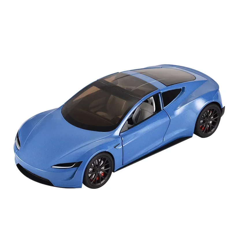 1:24 Tesla R ROADSTER High Simulation Diecast Metal Alloy Model car Sound Light Pull Back Collection Kids Toy Gifts