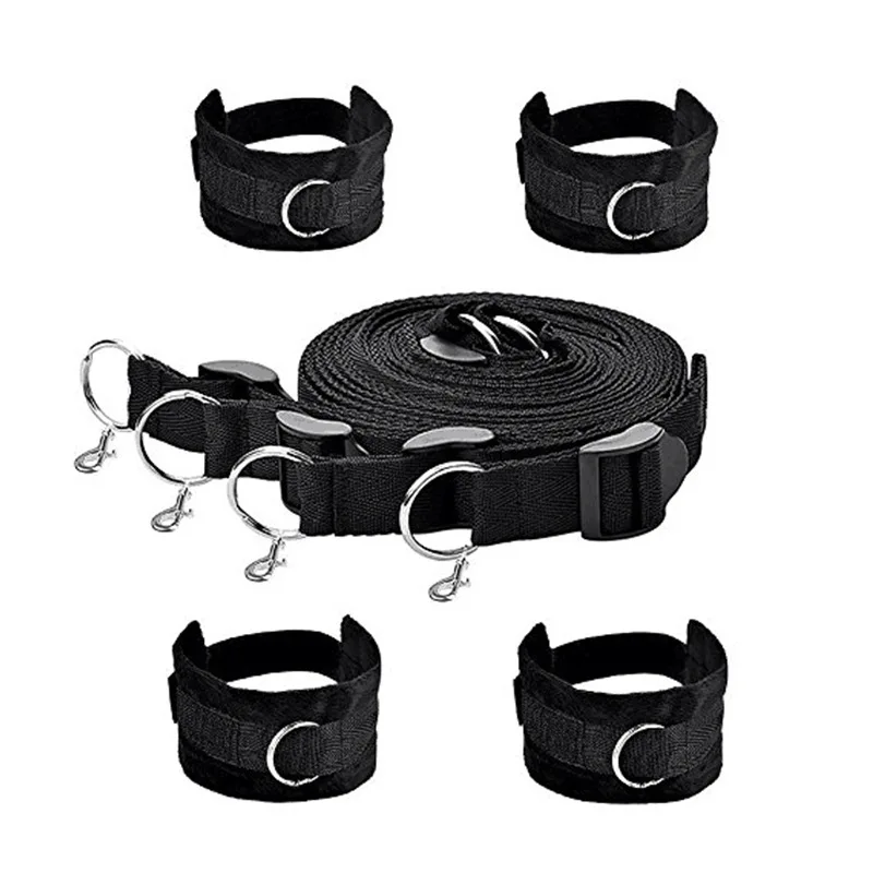 BDSM Sex Bondage Fetish Set Kit Handcuffs Bed Restraint Under Matress Sextoy Ankle Cuffs Adult Games Erotic Love Toy Fit All Bed