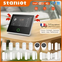 Stanilot-ホームセキュリティ用のワイヤレスセンサー,Wi-Fiおよび4g,ワイヤレスセキュリティ保護,Tuyaスマートホームアラーム,内蔵サイレン,alexaで動作,サポートアプリリモコン盗難キット