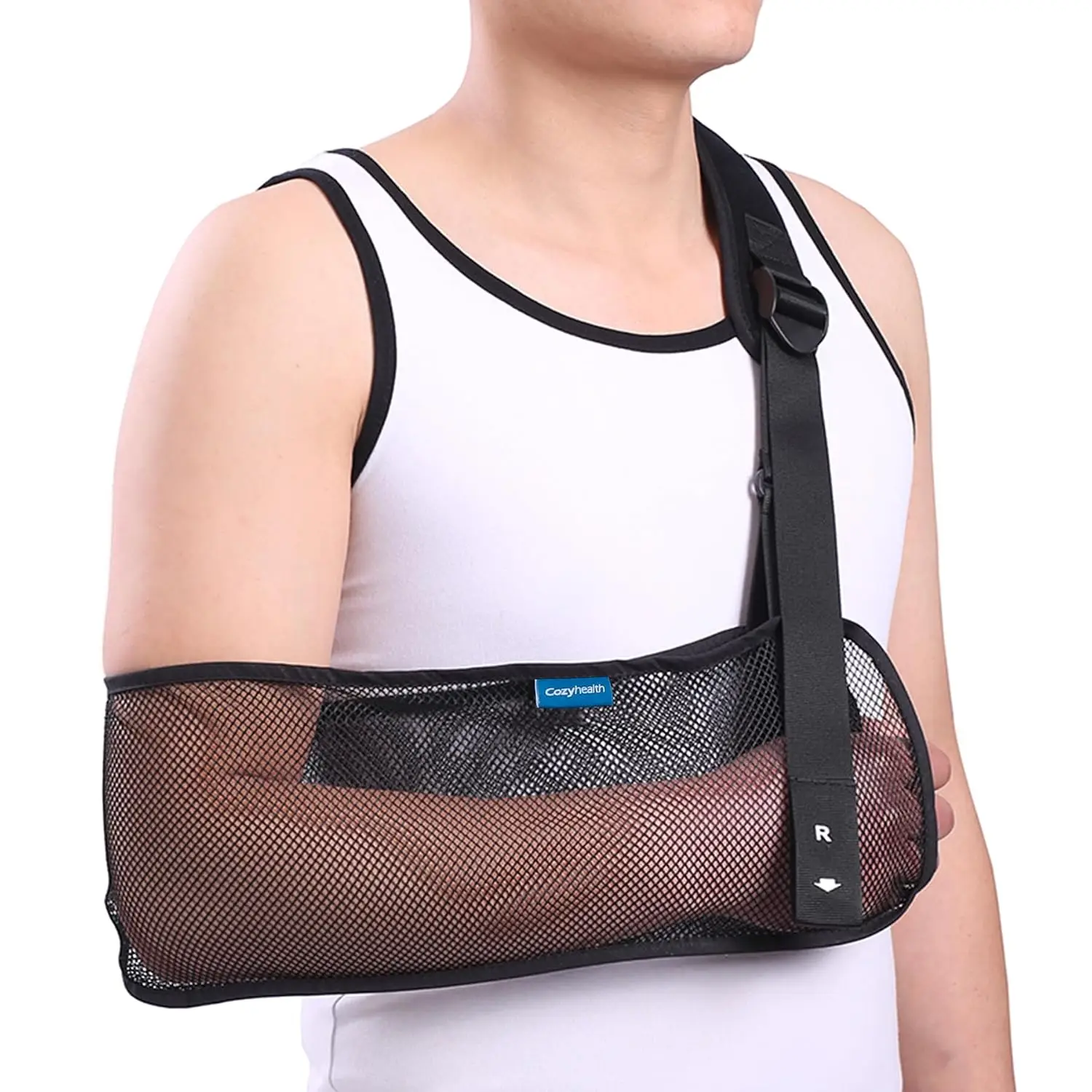 Mesh Arm Shoulder Sling Medical Immobilizer Breathable for Shower Both Arms Rotator Cuff Tear Elbow Wrist Support Unisex Black