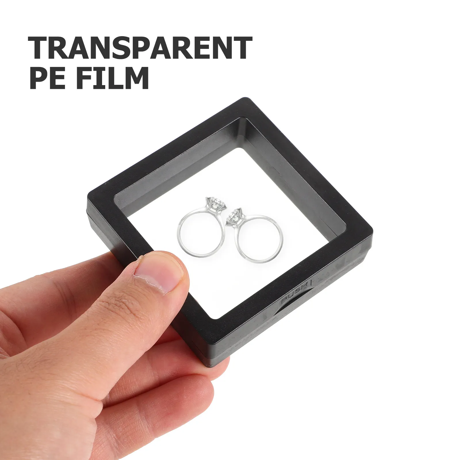 

10Pcs Jewelry Display Box Floating Clear Film Organizer for Rings Necklaces Storage Protective Pe Case Display Holder