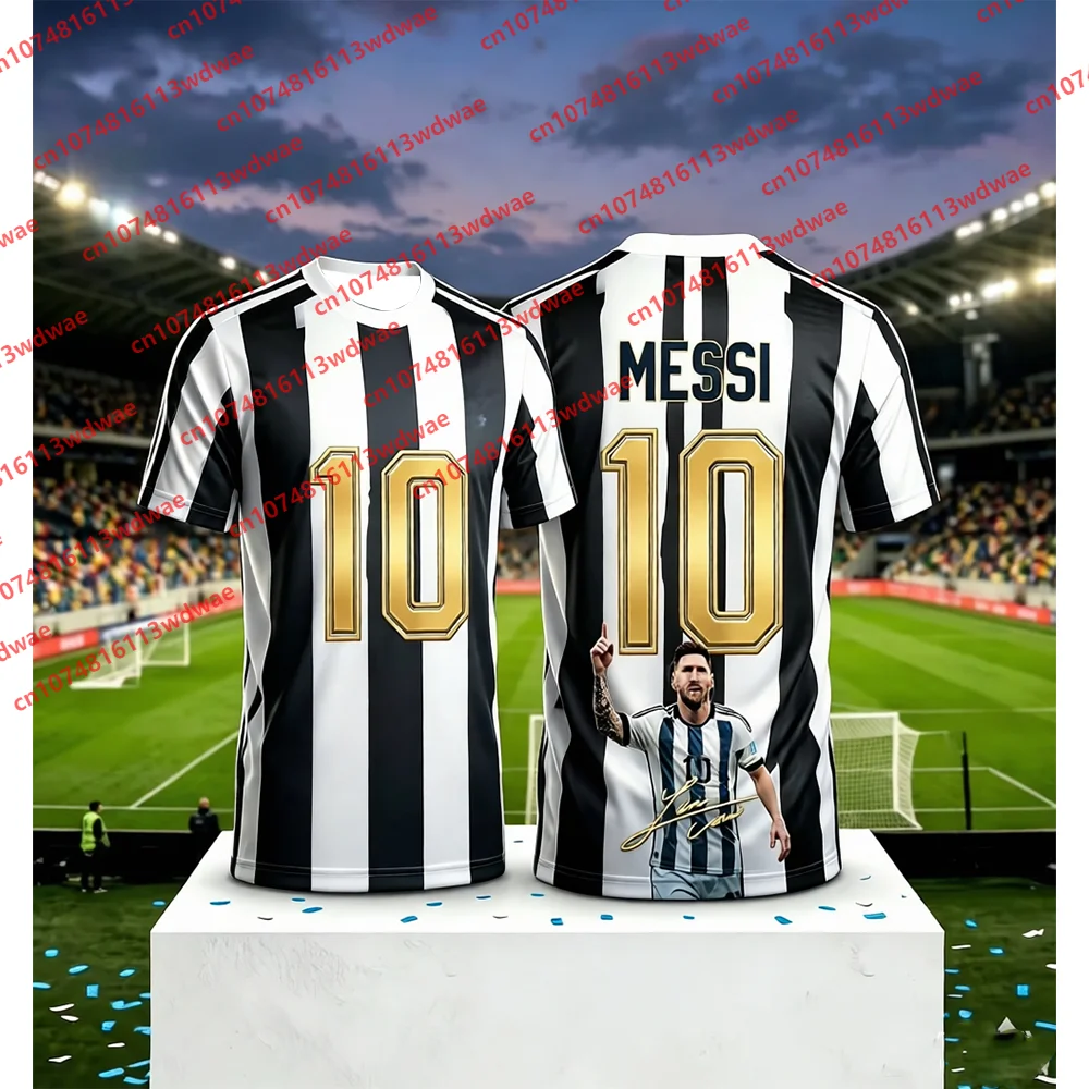 Messi #10 Football Soccer Jersey T-Shirt Breathable Quick Dry Sportswear Training Fan Commemorative Tee Kids Unisex Tracksuit