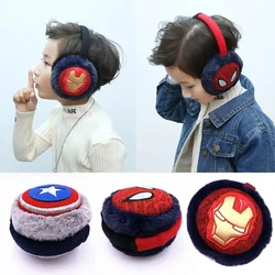 Marvel Winter Warm Folding Earmuffs Spider-Man Children's Earmuffs Plus Velvet Thickened Iron Man Ear Protectors Ear Bag Gift