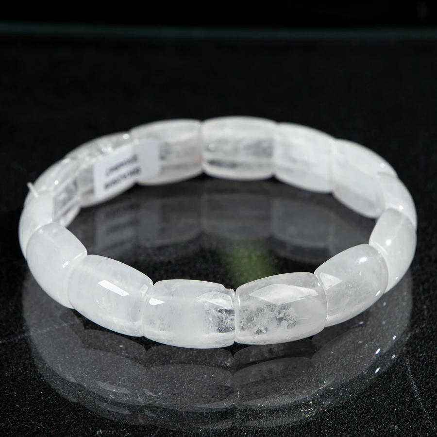 

TIMESWIND Authentic Natural Crystal White Long Square Row Bracelet for Fashion Men Women Jewelry with Certificate