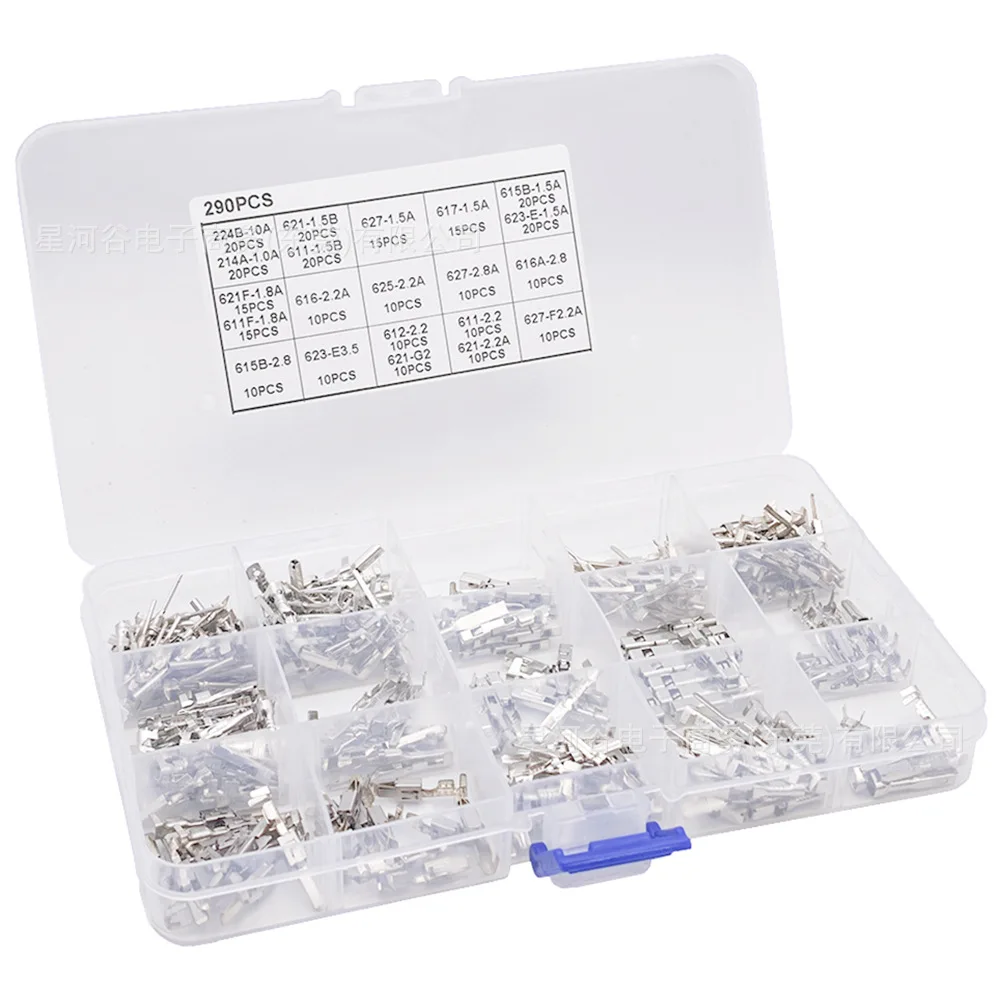 290Pcs Copper Male Female Pins Crimp Connectors Terminals 48B Wire Crimping Pliers Automotive Connector Pins Crimp Terminals