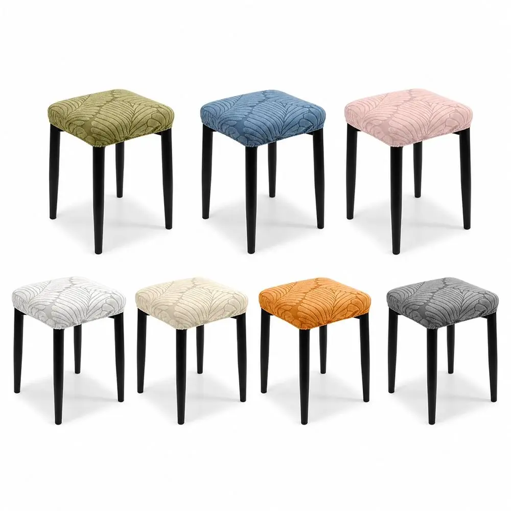 Solid Color Chair Seat Cover Leaf Waterproof Stool Cover Square Shape Removable Table Chair Cover for Square Chairs